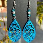 Geometric 3D Printed Earrings Blue Photo 2