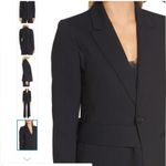 Lewit Black Pinstripe Blazer Size 4 Women’s Double Breasted with Waist Tie Photo 8