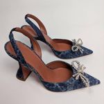 Amina Muaddi  Rosie 95mm slingback denim heels size 38 Photo 0