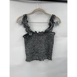VERO MODA  Vida Extra Cropped Top Women Small White Black Ruffle‎ Smocked Photo 3