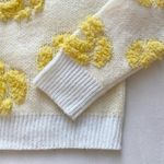 butter yellow and white fuzzy geometric sweater Size M Photo 3