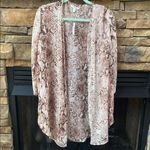 Maurice's Plum Wine Burgundy metallic gold L/XL open front snakeprint cardigan duster Photo 4