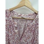 Melrose and Market Purple White Floral 3/4 Sleeve V-Neck Top Blouse Shirt Small Photo 4