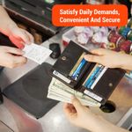 Chain Wallet for Men, Genuine Leather Bifold Wallets Rfid Blocking Men Purse with Zipper Coin Pocket (Coffee) Photo 5