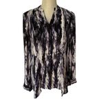 Vera Wang Simply  Tie Dye Abstract Print Blouse Womens S Purple‎ Handkerchief Hem Photo 0