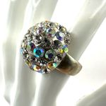 Round rhinestone cocktail ring Silver Photo 9