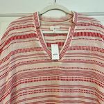 Lou & grey NWT Red Vastra Dobby Stripe Pullover V-neck Tunic Small Photo 1