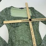 Lulus Bodysuit Womens Medium Green Major Aesthetic Sage Green Ditsy Floral Mesh Photo 7