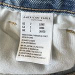American Eagle SZ 2 LONG Mom Jeans Mid-Rise Whiskered Distressed Light Wash Blue Photo 10