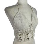 Retro Crochet Halter Bralette Crop Top Knit Bustier Cami Summer Blouse S/M White Size undefined Photo 6