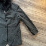 Ellen Tracy Linda Allard  Fox Fur Collar Wool Alpaca Blazer 16 Photo 2