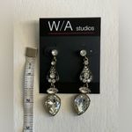 WA Studios Teardrop Crystal Drop Art Deco Earrings Silver Photo 1