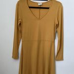 Abound Long Sleeves Yellow Size S Knit V-Neck Skater Dress NWT Photo 0