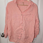XCVI  Button Up Quarter Sleeve Star Blouse Linen Women's X Small Pink Photo 0