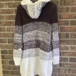 Absolutely Famous  Black and White Knit Open Cardigan with Hood Photo 2