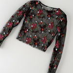 Kimchi Blue  Women's Small Embroidered‎ Mesh Top Sheer Fairy Grunge Whimsigoth Photo 0