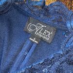 Alex Evenings navy blue glitter lace top vintage • black tie evening dress top Photo 3
