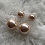 Champagne Pearl Stud Earrings Set Small Large Minimalist Jewelry Tan Photo 0