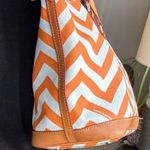 Dooney & Bourke Authentic leather/canvas Orange Chevron zip top Tote Bag Photo 9