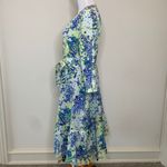 Talbots NWOT Sz 8 Floral Cotton Shirt Dress A Line Ruffled Blue Green Yellow Photo 2