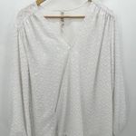 Seven7 Melissa McCarthy Seven 7 Top Women 1X White V-Neck Argyle Textured Blouse Photo 0