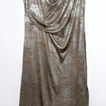 Connected Apparel Metallic Silver Cowl Neck Maxi Length Sleeveless Dress Sz 14W Photo 0