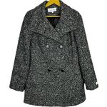 Calvin Klein Wool Blend Pea Coat Jacket Small White Black Doble Breasted Tweed Photo 0