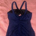 Blue shimmer halter sheath dress with bodice cutout Size 6 Photo 10