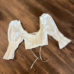 Urban Outfitters  white ribbed ruffle sleeve white cropped blouse Photo 0