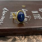 Handmade Blue Lapis Gemstone Ring • Gold Adjustable •  Boho Vintage Style Photo 8