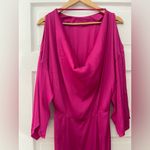 ZARA NWT  Woman SS24 Satin Effect Open Back Dress Magenta, Sz Small Photo 13