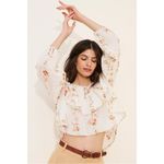 Free People Dainty Ethereal Ruffle Camilla Floral Gauze Blouse Large Cottage Photo 10