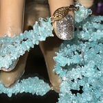 14K Gold Triple Strand Aquamarine Necklace Photo 3