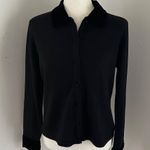 Rena Rowan Black Wool Blend Velvet Trimmed Cardigan Sweater sz S Photo 0
