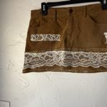 prAna ‎ Skirt 8 Brown Corduroy Mini Lace Patchwork Boho Organic Cotton Fairy Photo 1