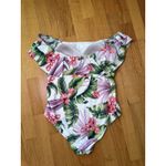 Kona Sol Swim Women's Off Shoulder Flounce High Coverage One Piece Swimsuit L Photo 2