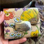 Coach Authentic  floral leather snap flap card money compact wallet Photo 1