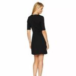 Trina Turk  Valentina Short Sleeve Sheath Dress Black Gold Button Detail Size 6 Photo 3