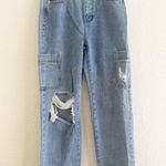 Forever 21 Blue Cargo Flare Wide Leg Jeans Photo 0