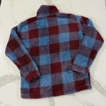 Eddie Bauer NWT Plush 1/4 Zip Pullover Sweatshirt Women’s Medium Blue/Red Plaid Photo 5