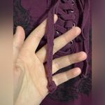 Harley Davidson EUC Harley-Davidson Purple & Black Flowered Winged Skull  Henley Tee size small Photo 4