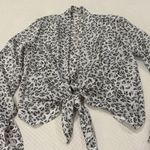 Women's Black Gray White Leopard Print cardigan blouse Photo 0