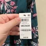 Bar III Floral Sheer Mock Neck Blouse Teal Pink Women’s Size Medium NWT Photo 7