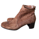 Franco Sarto  Brown Suede Block Heel Ankle Boots | Size 7W Photo 1