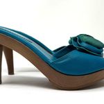 YSL YVES SAINT LAURENT turquoise leather heel slides, made in Spain, size 39 Photo 2