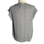 Buttons Halston Dolman Sleeve Blouse M Black White Hidden  Cuffed Round Neck Photo 3