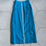 Breckenridge 100% Silk Bright Blue Button-Front Maxi Skirt Size 8 Photo 1
