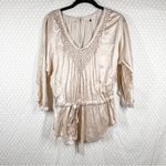 Rebecca Taylor Rebecca‎ Taylor Light Pink Satin Silk Blend Beaded Tie Front Top Photo 2
