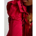 Anthropologie  Ruffle Lace Collar V-Neck Pink Long Sleeve Top NWTs size XS Photo 2