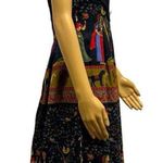 Vintage Suede Top Canvas Skirting Lined Sleeveless Zip Back Midi Dress Medium Black Photo 4